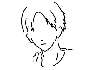 かっこいい男性のシンプルな線画／手描きイラスト素材