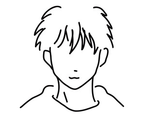かっこいい男性のシンプルな線画／手描きイラスト素材