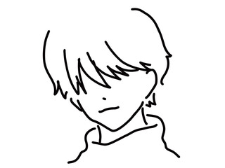かっこいい男性のシンプルな線画／手描きイラスト素材