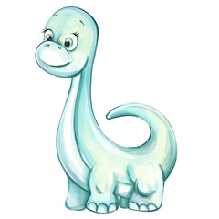 Watercolor cute dinosaur for nursery, newborn. Cartoon animal for kids design