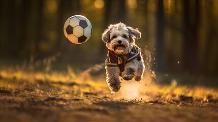 Dog playing Soccer.  Generated with AI.