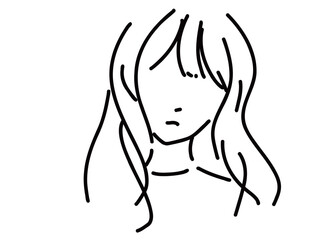 かわいい女性のシンプルな線画／手描きイラスト素材