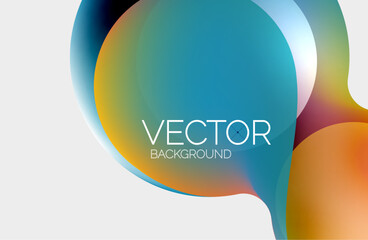 Beautiful flowing round shapes and circles abstract background. Liquid color bubble composition