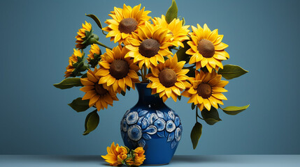 generative AI beautiful sunflowers in a vase