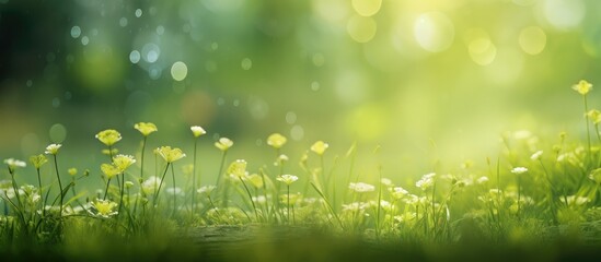 Obraz premium The design of the background incorporates abstract textures inspired by the vibrant colors of summer and the beauty of nature creating a stunning composition filled with lush greens warm su