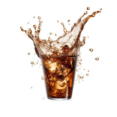 Cola with splashes on a white background isolated PNG - obrazy, fototapety, plakaty