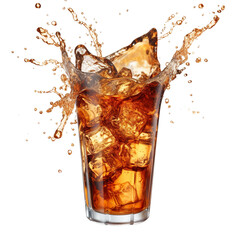 Cola with splashes on a white background isolated PNG - obrazy, fototapety, plakaty
