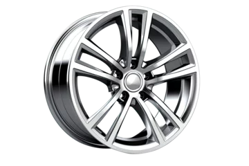 Deurstickers New shiny automotive wheel on light alloy disc isolated on white background © twilight mist