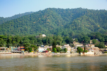 Fototapeta na wymiar river Ganges near Swarg Ashram, Rishikesh Uttarakhand,India.