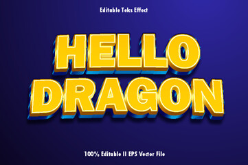 Naklejka na ściany i meble 1. Hello Dragon Editable Text Effect 3d Emboss Gradient Style