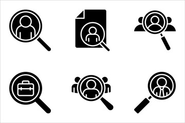 Search job vacancy icon set. symbol of finding a job to do business on white background