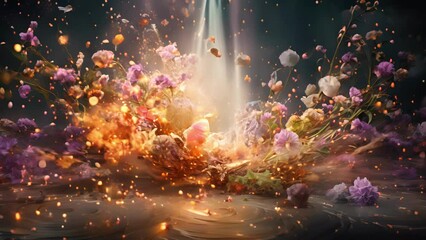 A brilliant representation of the classical elements coming together to create a dazzling array of colors sparkles and light. It s a beautiful moment a marriage of nature s forces that