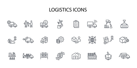 Logistics icon set.vector.Editable stroke.linear style sign for use web design,logo.Symbol illustration.
