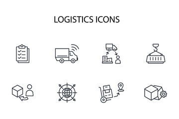 Logistics icon set.vector.Editable stroke.linear style sign for use web design,logo.Symbol illustration.