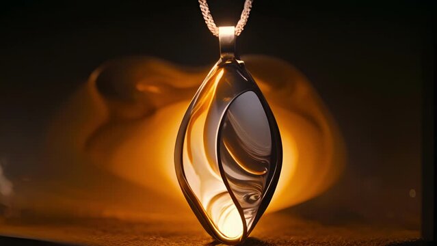 A delicate pendant of spellencased glass that glows with a warm comforting light when worn on a chain or bracelet.