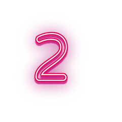 Pink neon light effect number 2 typography design