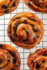 Pain aux raisins, also called escargot or pain russe, is a spiral pastry often eaten for breakfast...