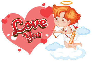 Cute Angel Cartoon Character Holding Heart Arrow