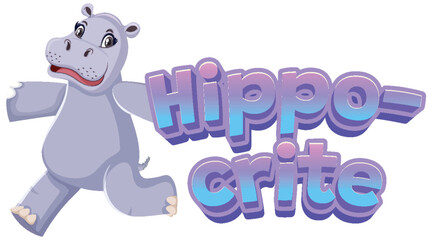 Hippo-crite: A Funny Animal Cartoon Picture Pun