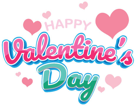 Happy Valentine's Day Text Banner with Heart