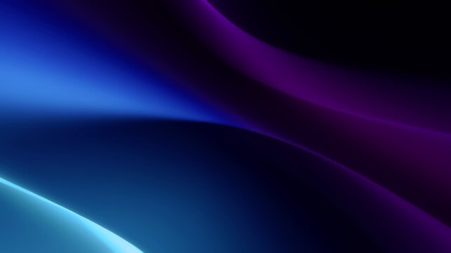 Fototapeta Illustration of a dark blue purple background with 3D illuminated shapes with effects