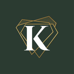 Diamond Letter K and jewelry logo design vector