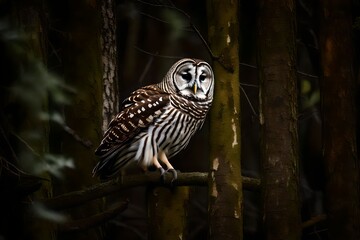great horned owl in a tree,Barred Owl 