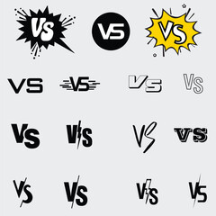 Set of versus vs icons, collection of versus letters