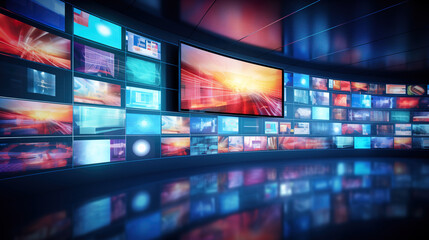 Social networking service and streaming video. Digital multimedia contents concept