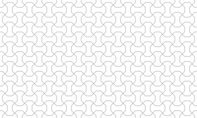 Grey outline interlocks pavement block seamless pattern. Vector Repeating Texture.