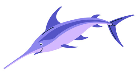 Fish of ocea or sea, swordfish smiling personage