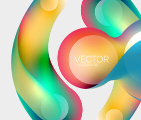 Beautiful flowing round shapes and circles abstract background. Liquid color bubble composition