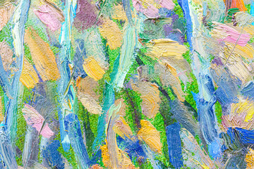 Colorful abstract oil painting art background. Texture of canvas and oil.