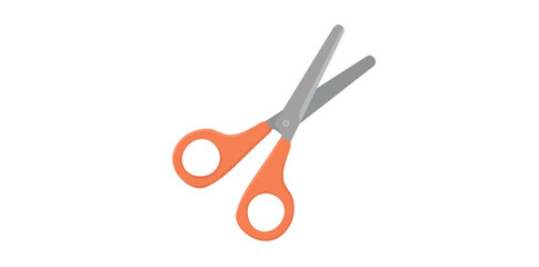 Orange Scissor Isolated On White Background, Business Cartoon Vector Illustration.
