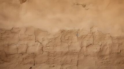 Old traditional house wall texture in Shindaga, Dubai. Brown beige sandy color rough plaster background. generative AI.
