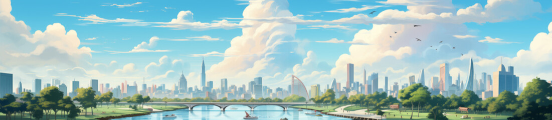 Bangkok Thailand, landscape cartoon style