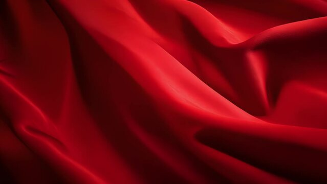 A soft, velvetlike ruby fabric, dd over a surface. The rich, deep shade of red seems to change in tone depending on the angle and lighting. Each stroke of a hand leaves a temporary imprint,