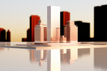 3d 느낌의 입체적인 느낌이 나는 도시 건물들의 건물 모형
