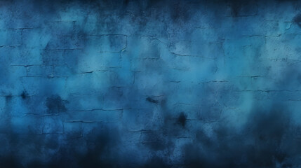 Old wall pattern texture cement blue dark abstract blue color design are light with black gradient background. generative AI.
