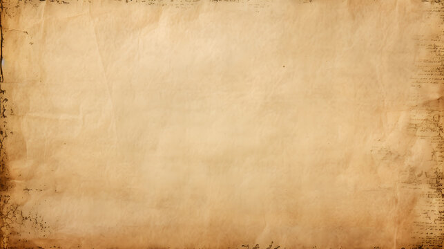 Old Worn Blank Parchment Paper Texrture Or Background. Generative AI.