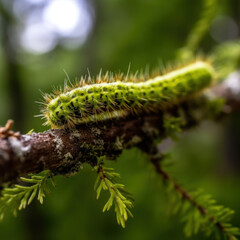 Fototapeta premium A macro shot of a caterpillar on a branch 