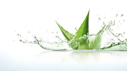 Aloe vera in clear water gel isolated on white background - obrazy, fototapety, plakaty