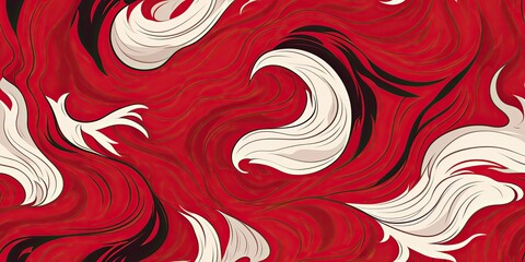 abstract red and white seamless background with swirls
