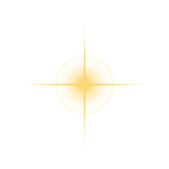 Yellow glow light effect. Star burst isolated on transparent background PNG