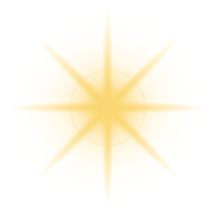 Yellow glow light effect. Star burst isolated on transparent background PNG