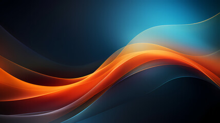Obraz premium Dark blue, teal and orange particles gradient blurred vortex abstract poster web page PPT background