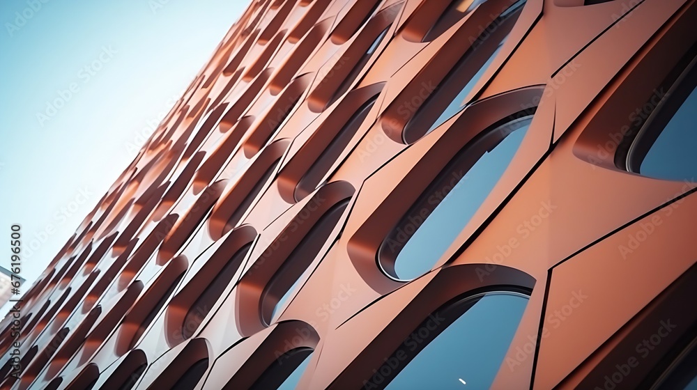 Aufkleber low angle of a building wave close up : generative ai