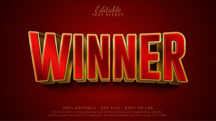 Winner 3d editable text effect. Red glory text style