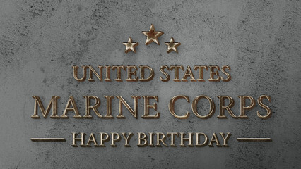 US United States Marine Corps Happy Birthday Test Design illustration  - obrazy, fototapety, plakaty