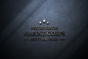 US United States Marine Corps Happy Birthday Test Design illustration  - obrazy, fototapety, plakaty